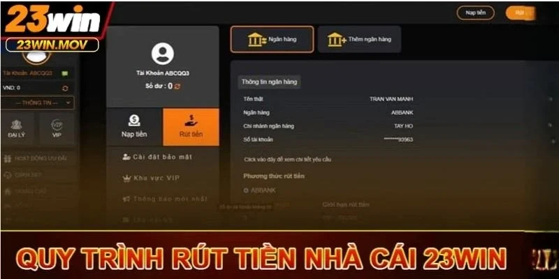 Rút tiền 23win 2 Hướng dẫn các bước để Rút tiền 23win chi tiết